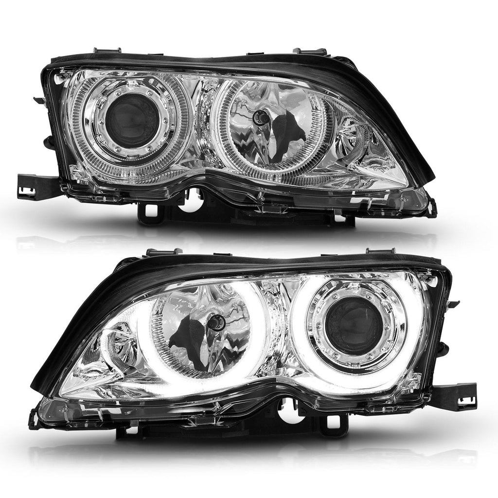 ANZO 2002-2005 BMW 3 Series E46 Projector Headlights w/ Halo Chrome ...